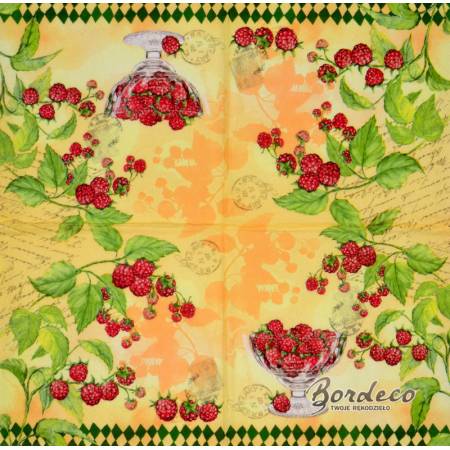 Serwetka decoupage firmy NOUVEAU maliny 33x33cm